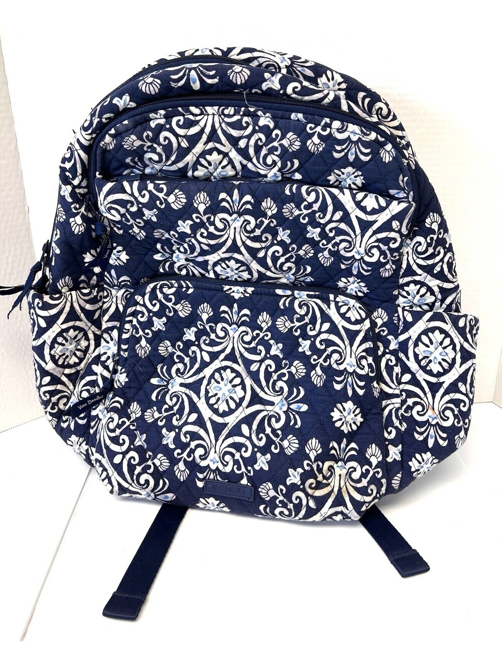 Vera Bradley Quilted Essential Compact Backpack Purse Bag Steel Blue Medallion